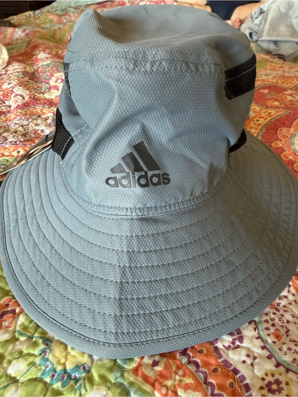 adidas Light Gray Men’s Bucket Hat with Black Logo